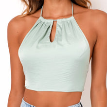 Load image into Gallery viewer, Satin Look Tie Back Crop Top
