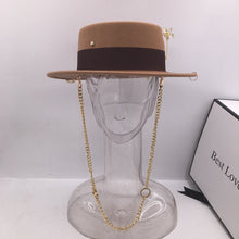 Load image into Gallery viewer, Gold Chain &amp; Pin Fedora Wool Hat

