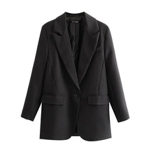 Load image into Gallery viewer, Black Button Detail Longline Fitted Blazer
