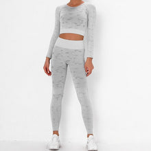 Load image into Gallery viewer, Long Sleeve Crop Top Seamless Yoga Set
