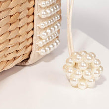 Load image into Gallery viewer, Pearl Detail Beaded Straw Bag
