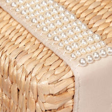 Load image into Gallery viewer, Pearl Detail Beaded Straw Bag
