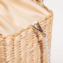 Load image into Gallery viewer, Pearl Detail Beaded Straw Bag
