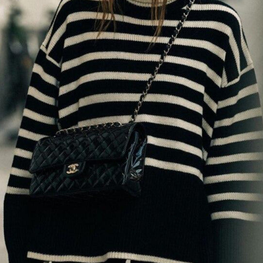 Stripe Oversized Slouchy Knitted Jumper