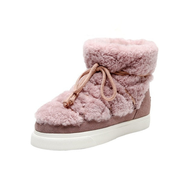 Laced Wool Snow Boots