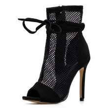Load image into Gallery viewer, Black Mesh Open Toe High Heels
